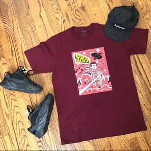 Stussy x Daniel Clowes RARE NWOT burgundy tee